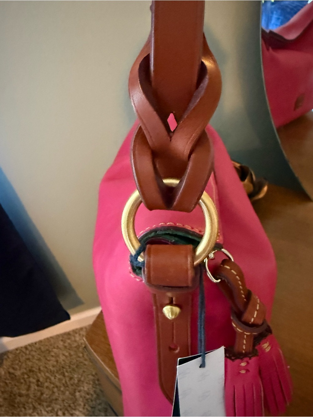 Dooney & Bourke fuchsia twist strap hobo - Picture 3 of 8